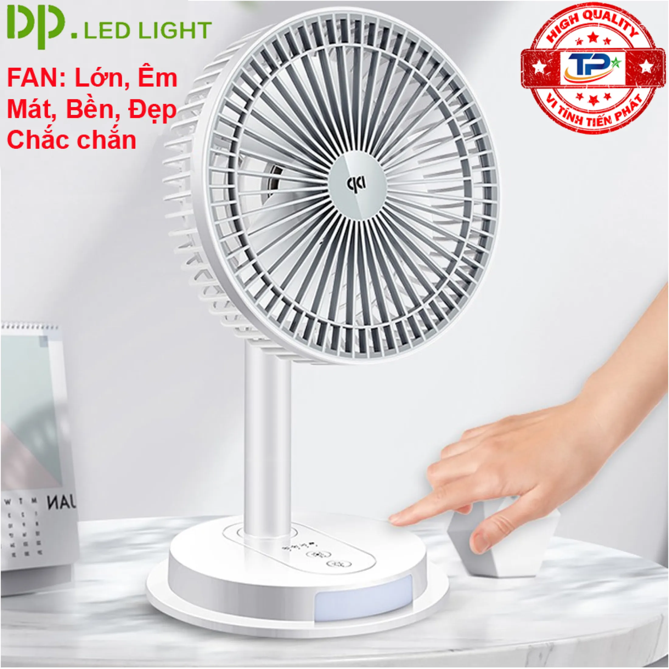 Quạt Sạc Tích Điện DP-7627 đèn led