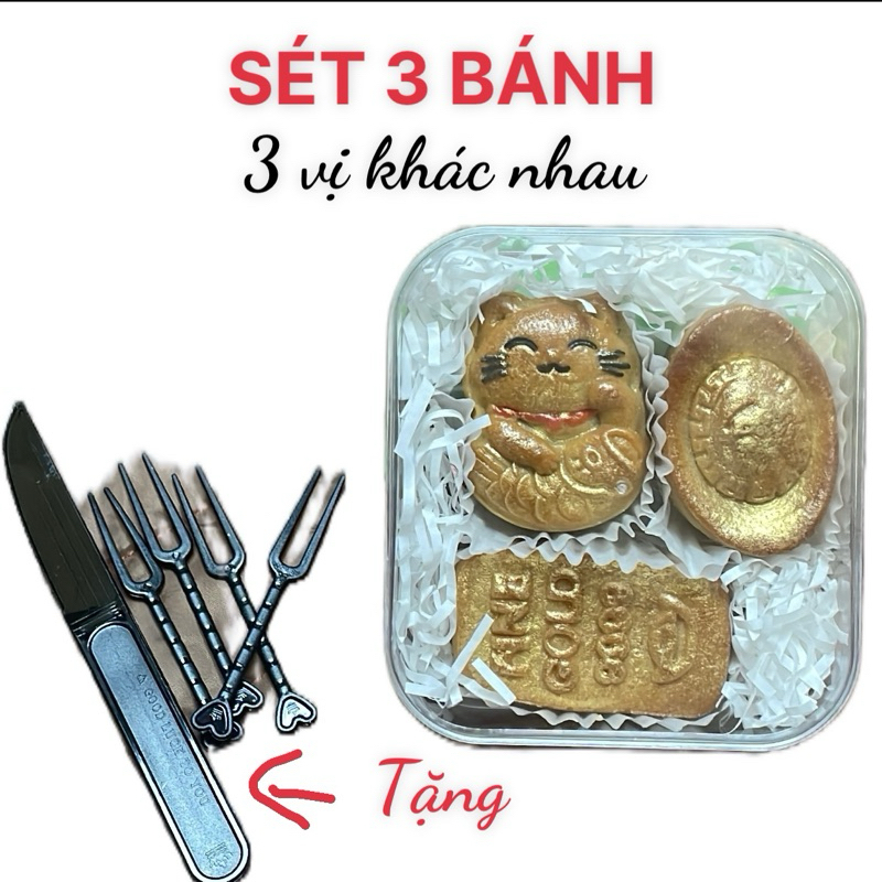 Bánh trung thu cúng thần tài tặng dụng cụ cắt