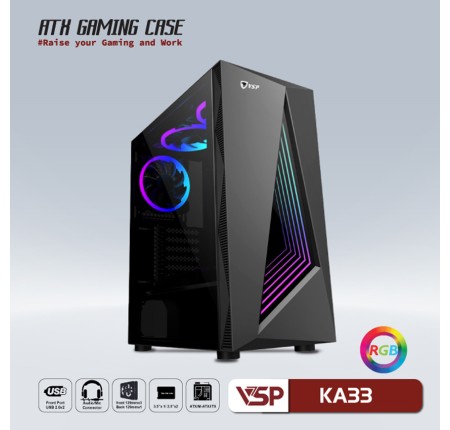 Case VSP KA33 (Đen) Led RGB,1xUSB3.0 Kính Cường Lực