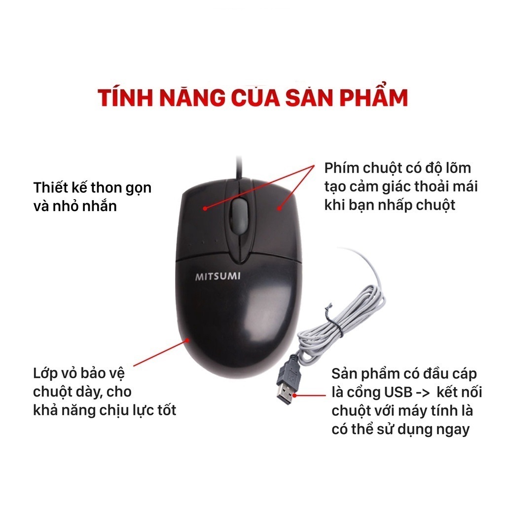 Chuột Máy Tính Có Dây Mitsumi Nhỏ S6603