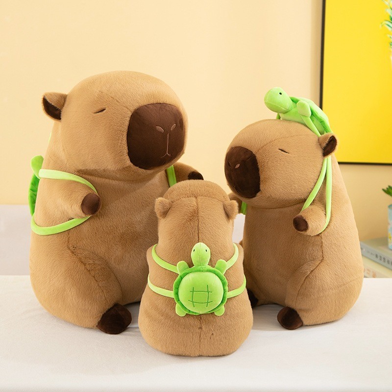 Gấu bông Capybara đeo balo Rùa 25cm