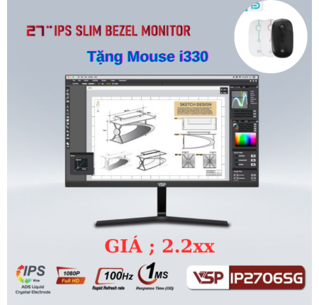 Màn Hình LCD VSP IP2706SG 100Hz Màu Đen Chính Hãng