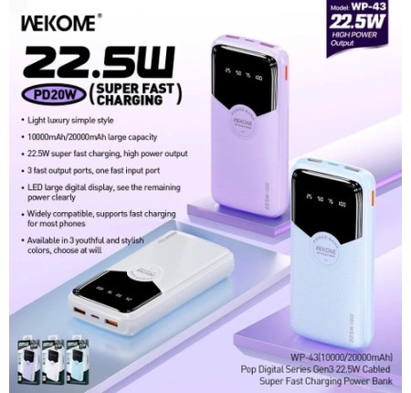 Pin Dự Phòng 20.000Mah Wekome WP-43(Wp43)