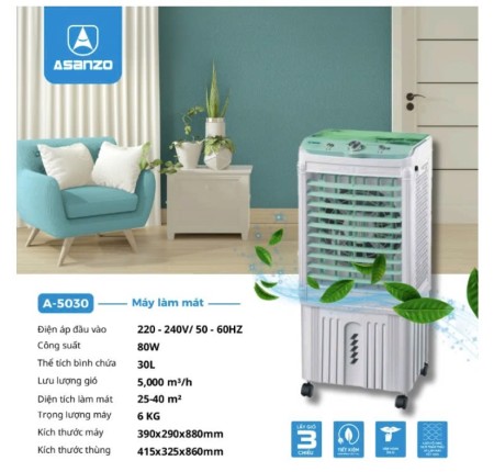 Quạt Hơi Nước Asanzo A-5030 ( 30 Lít )