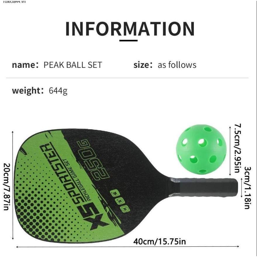 Bộ 2 Vợt Chơi Bóng Pickleball 250G Kèm 4 Quả Bóng