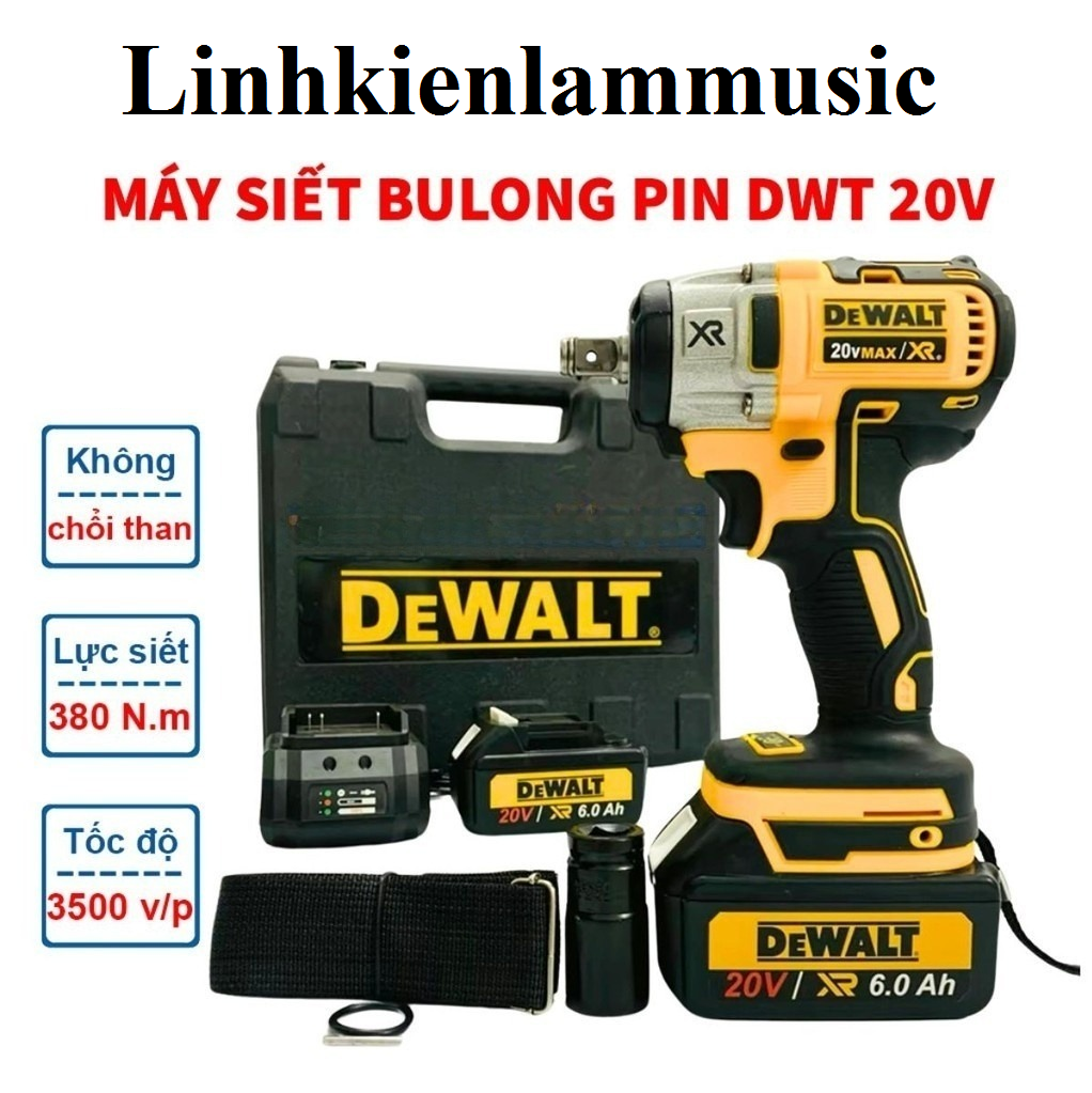 Máy siết bulong, bắn vít dùng pin Dewalt DWT 20V pin 10cell