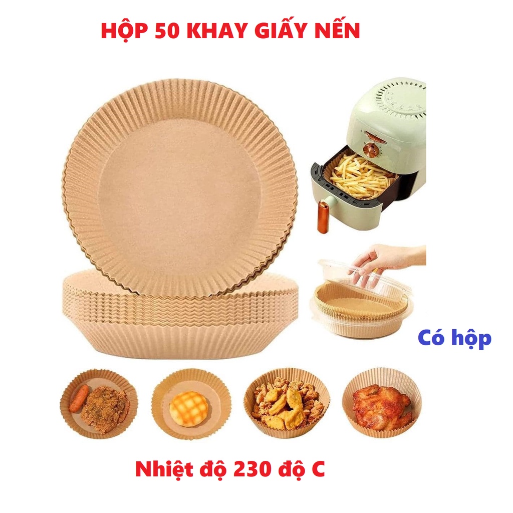 Set 50 Giấy Tròn Vàng Size 20 Thấm Dầu Nồi Chiên