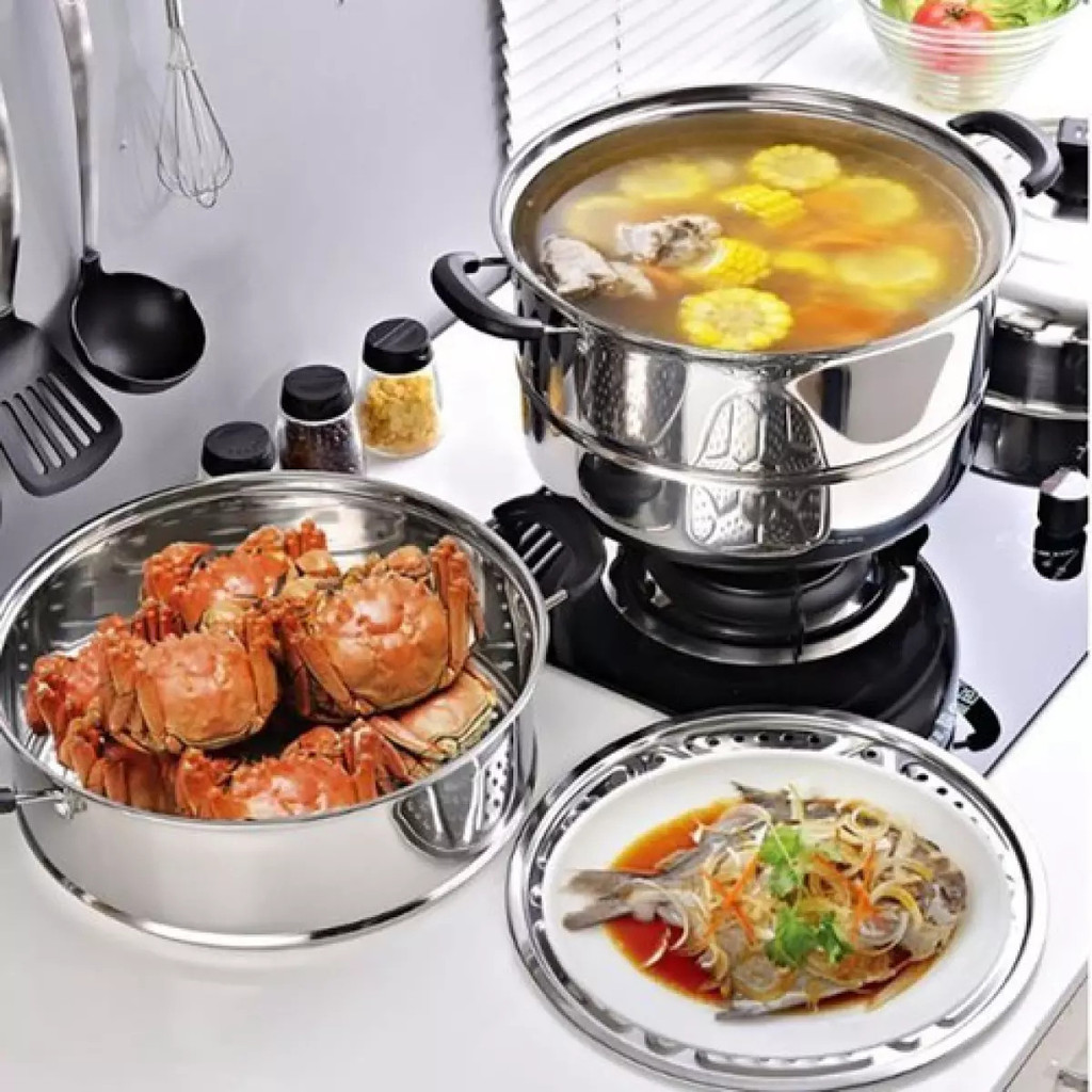 Nồi Hấp Inox 3 Tầng (26cm)/ 28cm