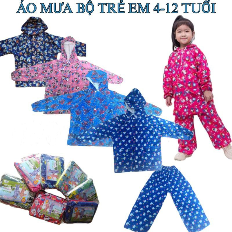 Áo Mưa Bộ Trẻ Em Vải Dù Nhiều Hình Số 3 (17-25kg)