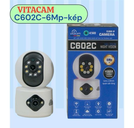 Camera wifi 6Mp Vitacam C602C- 2 Khung Hình