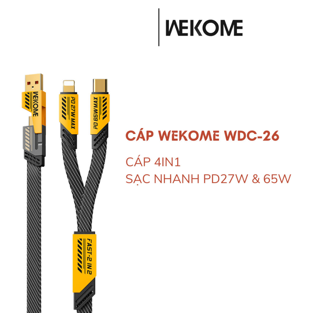 Cáp Sạc Nhanh 65W 4 đầu 4in1 Wekome WDC-26 (VN)