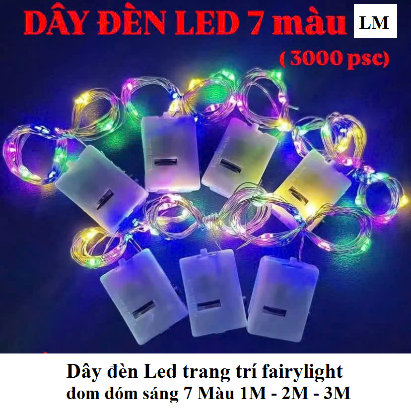 Dây đèn Led Trang Trí Fairylight đom đóm 3M Sáng 7 Màu