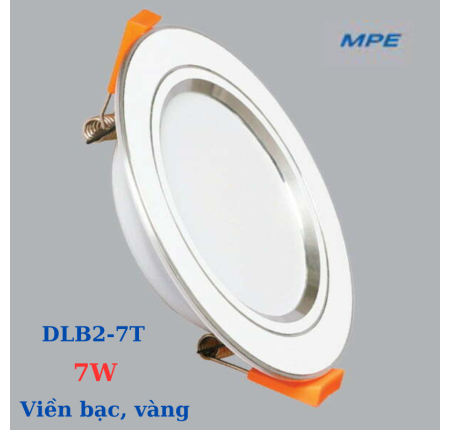 Đèn Led Âm Trần 7w MPE DLB2-7T-Viền Bạc-Sáng Trắng