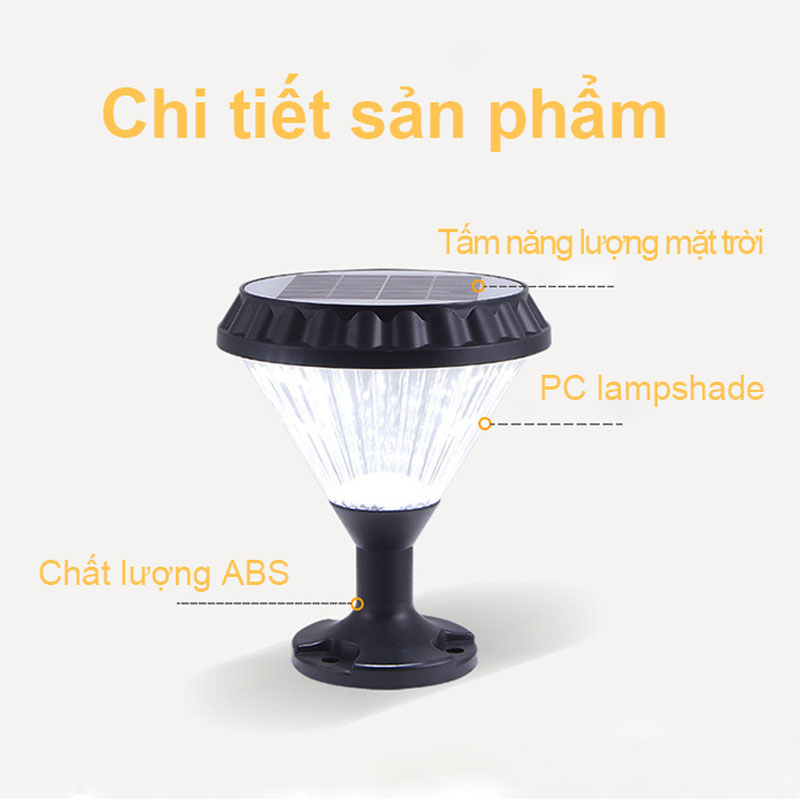 Đèn Led Trụ Sân Vườn JD-11, JD-13, JD-22 Chống Nước 20cm Năng Lượng Mặt Trời