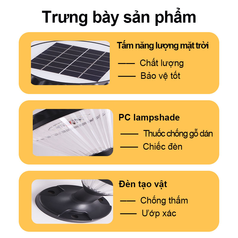 Đèn Led Trụ Sân Vườn JD-11, JD-13, JD-22 Chống Nước 20cm Năng Lượng Mặt Trời