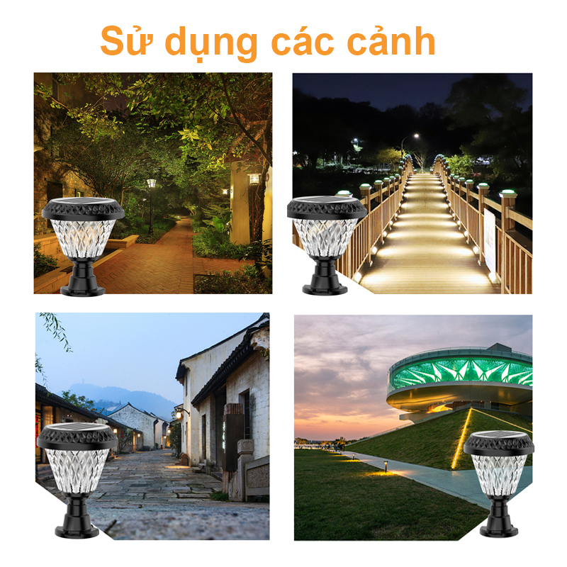 Đèn Led Trụ Sân Vườn JD-11, JD-13, JD-22 Chống Nước 20cm Năng Lượng Mặt Trời