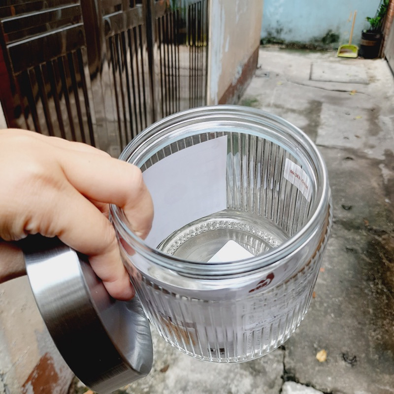 Hộp Thuỷ Tinh Đựng Đồ Khô Nắp Inox Deli G60B 2100ml