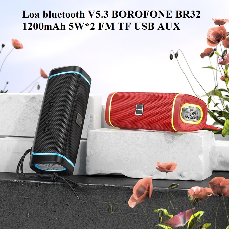 Loa Bluetooth V5.3 BOROFONE BR32 1200mAh 5W*2 FM TF USB AUX