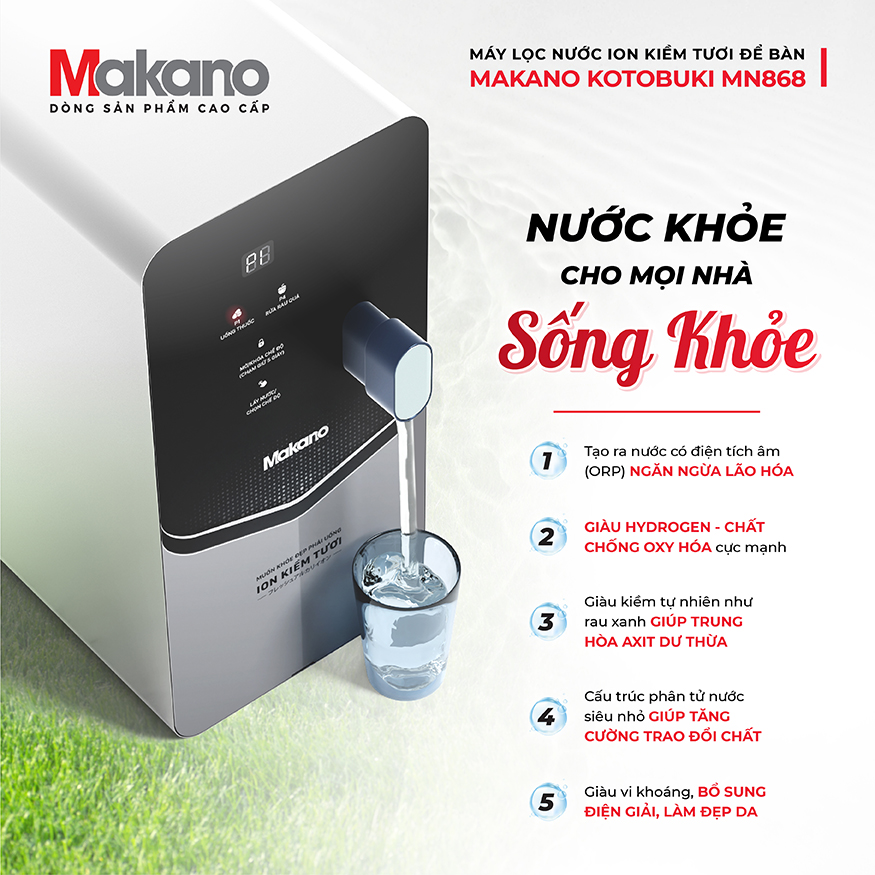 Máy Biến đổi Nước Ro Thành Ion Kiềm Makano MN068