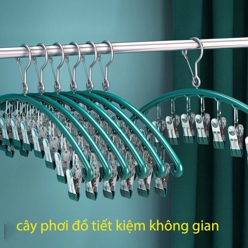 Móc 10 Kẹp Treo Đồ Lót, Tất, Quần Áo Trẻ Nhỏ Có Khóa Chống Gió