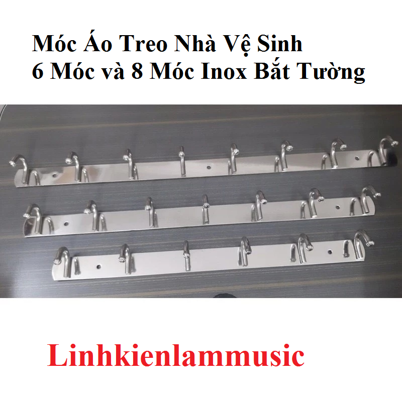 Móc Áo Treo Nhà Vệ Sinh 8 Móc Inox Bắt Tường