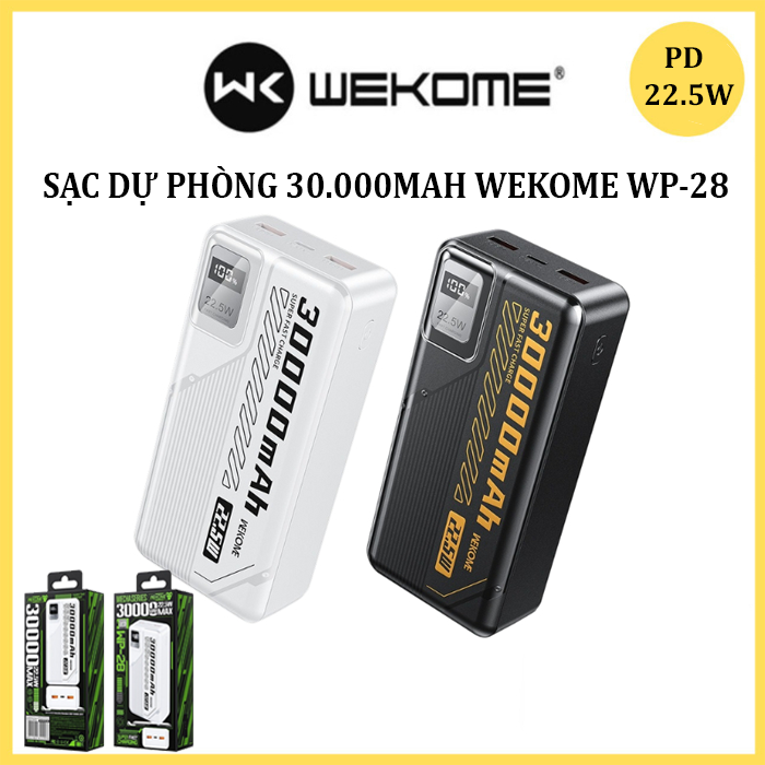 Pin Dự Phòng Sạc Nhanh 22.5W Wekome WP-28 30.000mAh (DD)