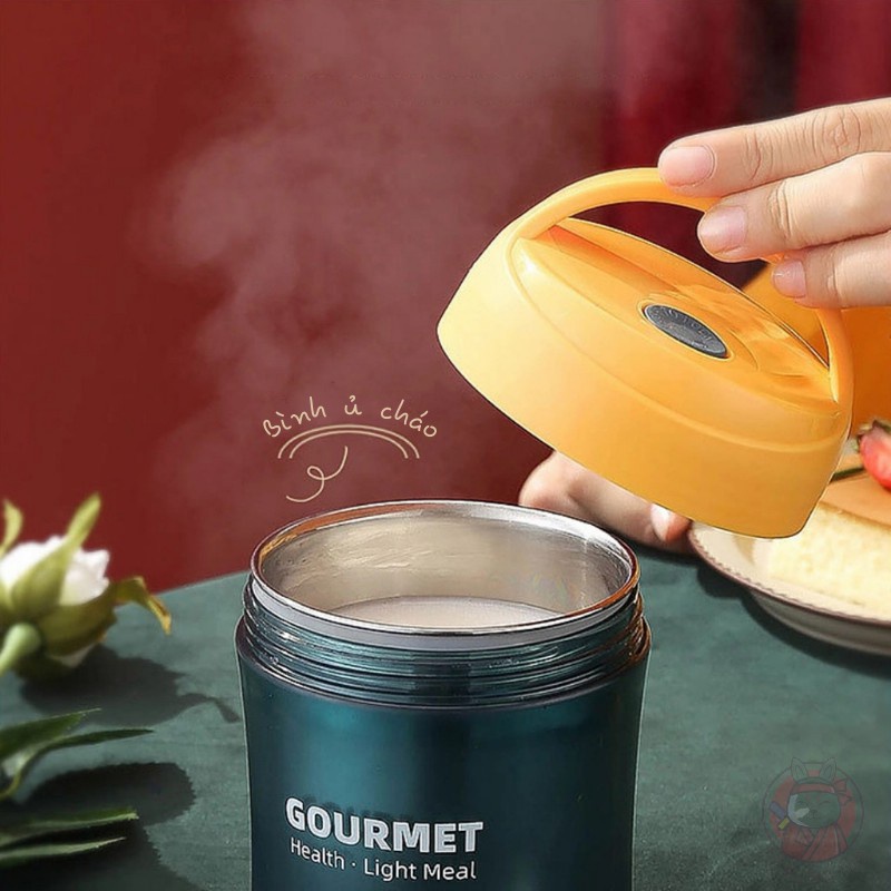 Bình Giữ Nhiệt Ủ Cháo Gourmet Lõi Inox Kèm Muỗng