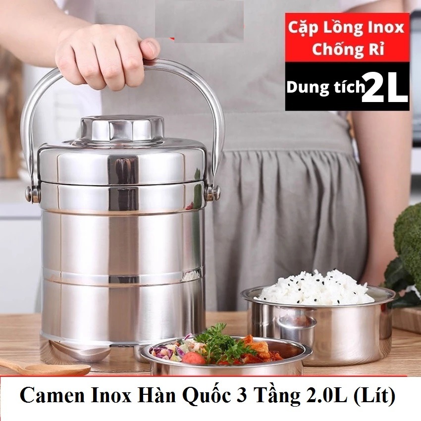 Camen Inox Hàn Quốc 3 Tầng 2.0L (Lít)