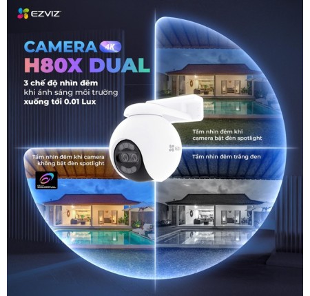 Camera Wifi 8Mp Ezviz H80x Dual 4K Chính Hãng