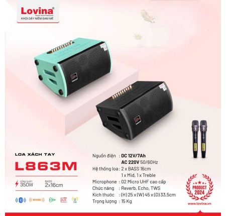 Loa Karaoke Lovina L863M-Bass 2x16cm-Công Suất 350w