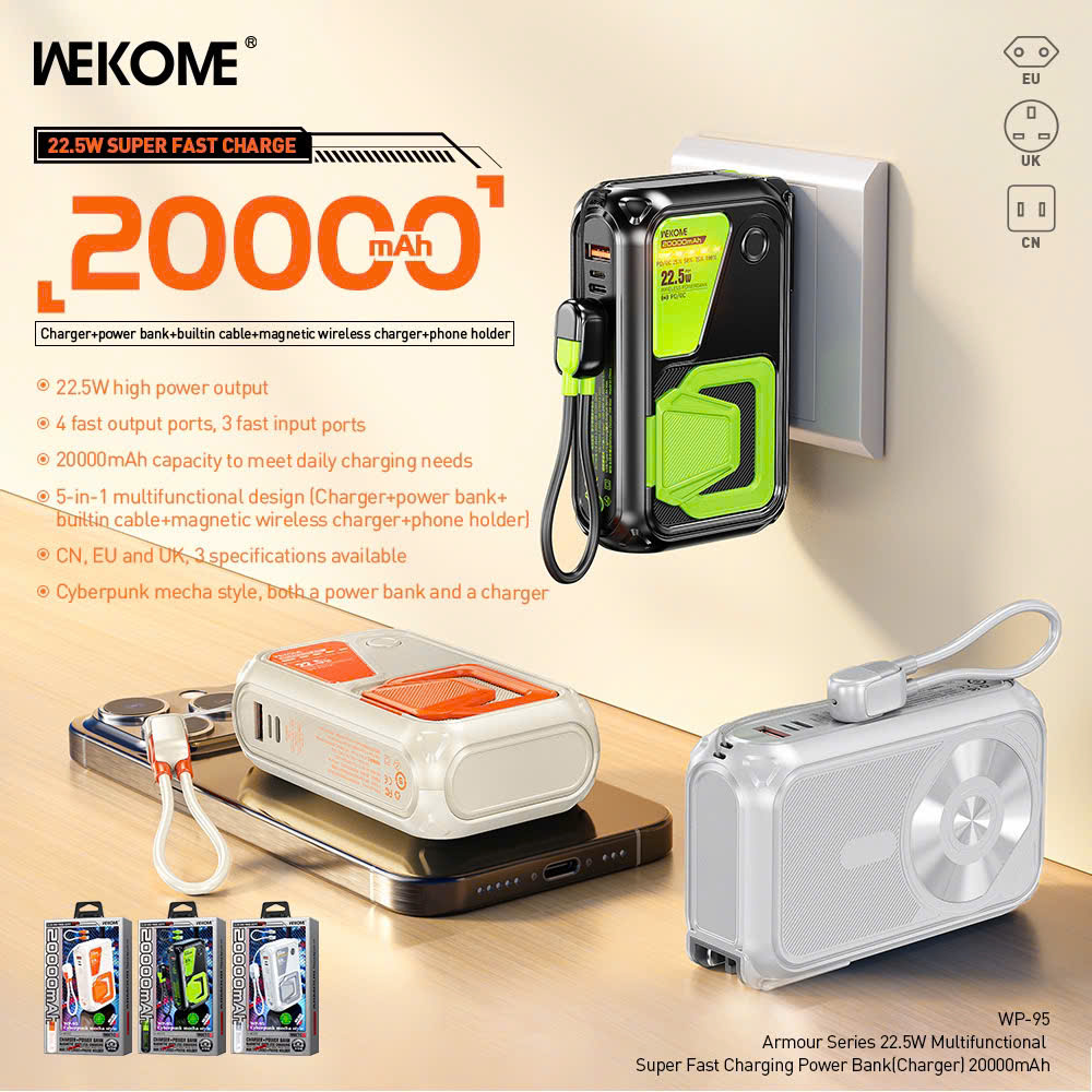 Pin Dự Phòng Sạc Nhanh 22.5W Wekome WP-95 20.000mah