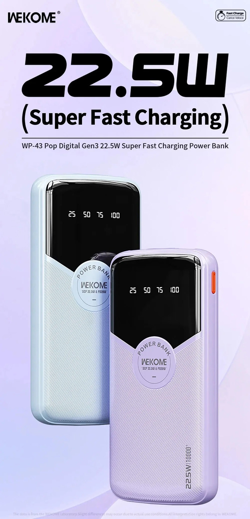 Pin Dự Phòng Sạc Nhanh 22.5W Wekome WP-43 10.000mAh (DD)/ VN