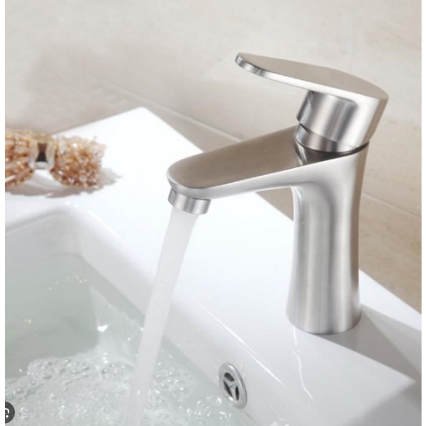 Vòi Gắn Lavabo Rửa Mặt Nóng Lạnh Inox 304 17cm