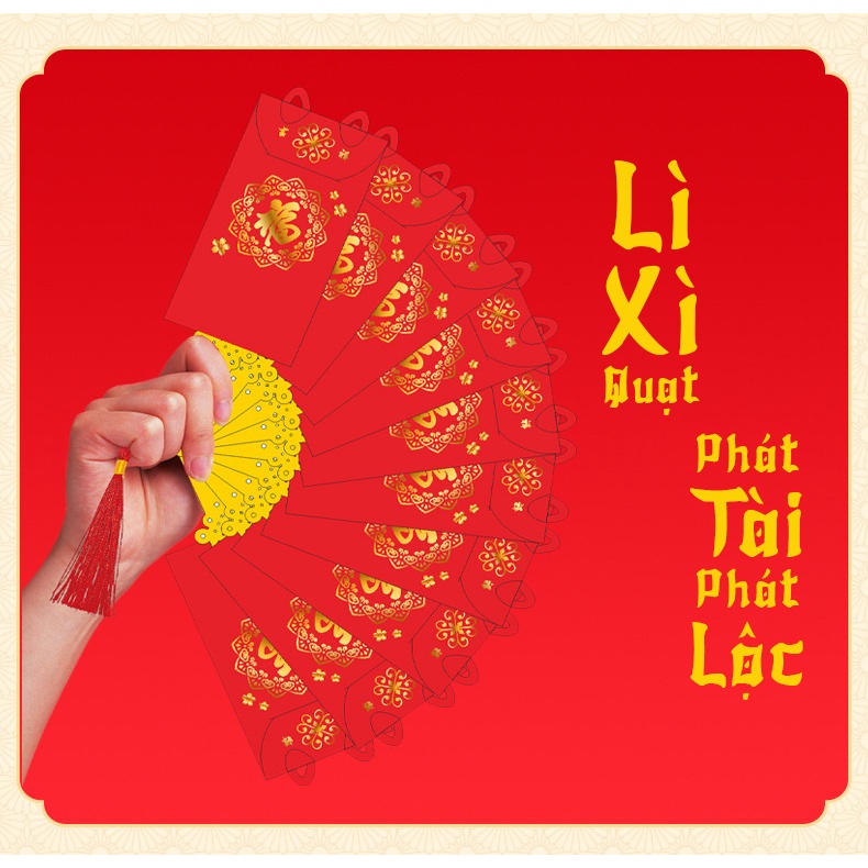 Bao Lì Xì Tết Hình Chiếc Quạt