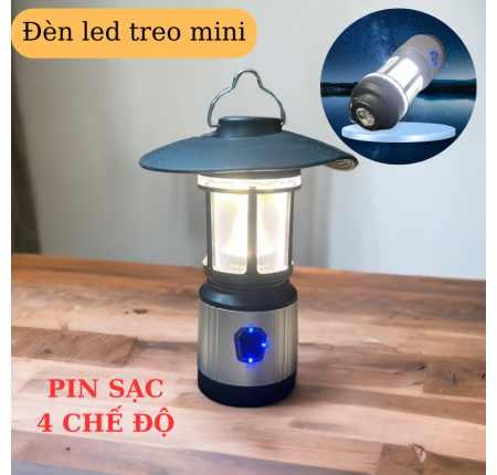 Đèn LED Treo Mini Dã Ngoại Cắm Trại 4 Chế Độ-Pin Sạc 1200mAh