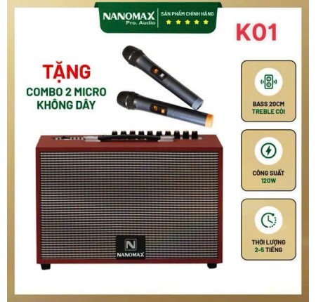 Loa Karaoke Nanomax K01 Bass 20cm Công Suất 120w