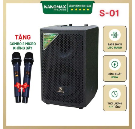 Loa Karaoke Nanomax S-01 Bass 20cm Công Suất 680w