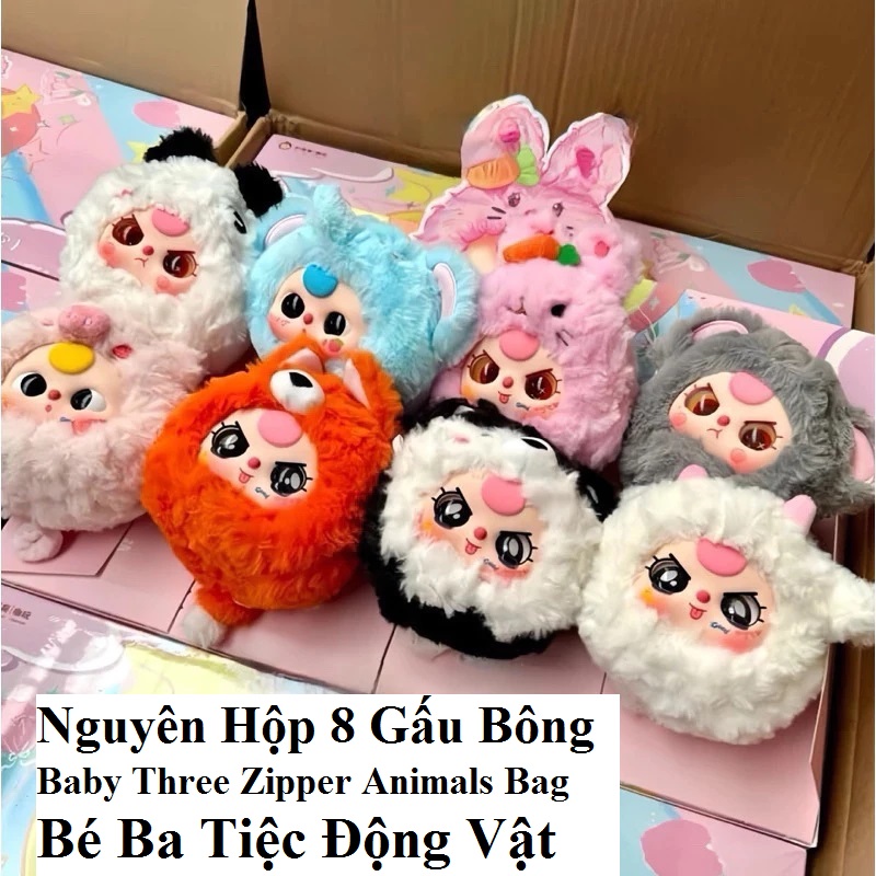 Nguyên Hộp 8 Gấu Bông Baby Three Zipper Animals Bag Bé Ba Tiệc Động Vật