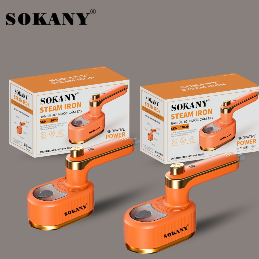 Bàn Ủi Hơi Nước Cầm Tay Mini Xoay 360 Độ SOKANY SKN-13829