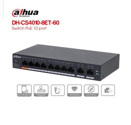 Switch PoE 10 port DAHUA DH-CS4010-8ET-60